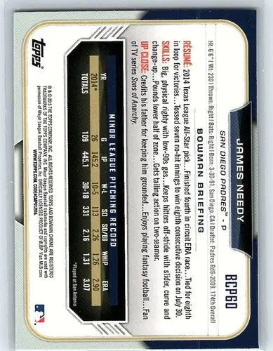 Original gloss Bowman Chrome Prospects James Needy baseball card BCP60 Padres ID 14808