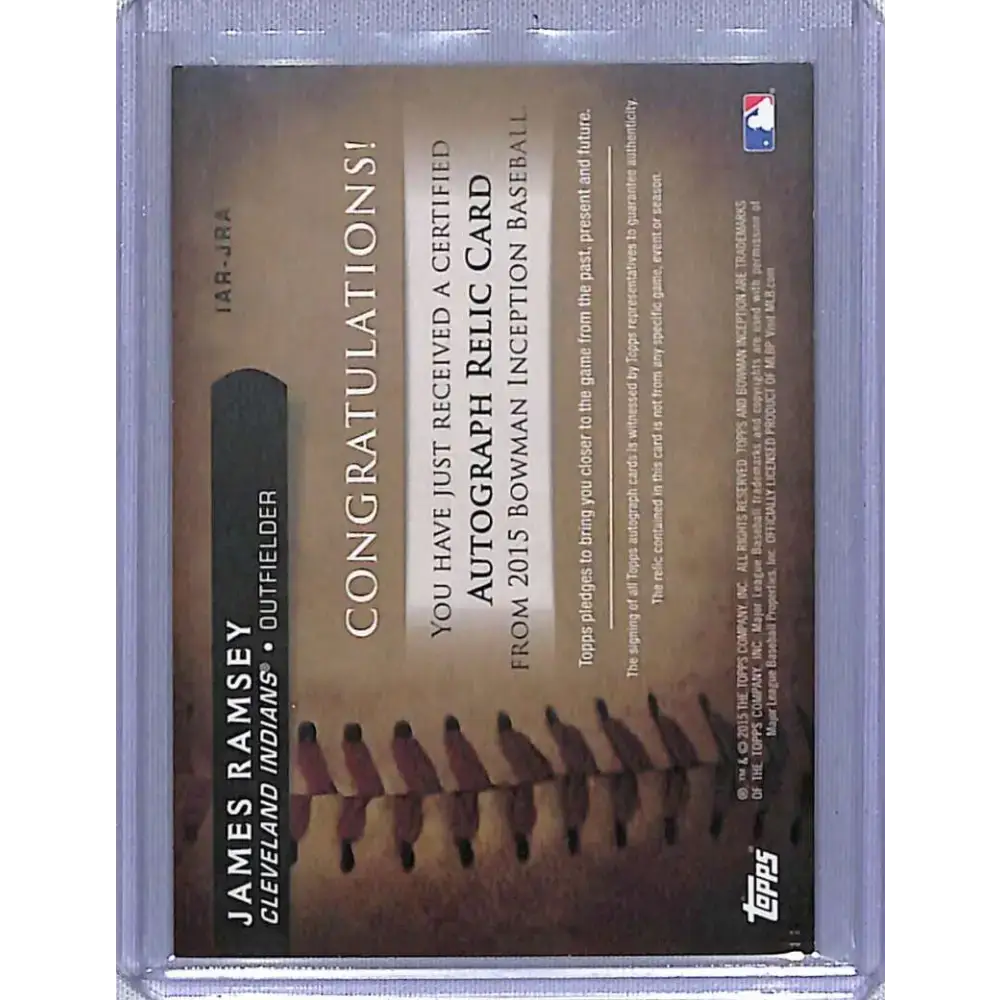 2015 Bowman Inception #IAR-JRA James Ramsey Autographed Relics NM-MT Baseball Card - Baseball Card Single