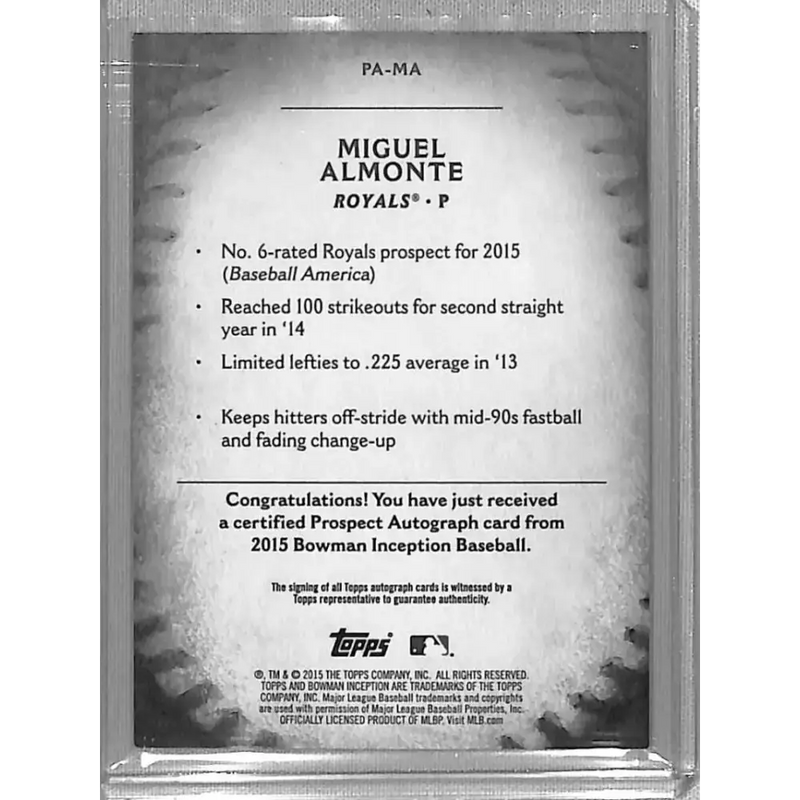 2015 Bowman Inception #PA-MA Miguel Almonte NM-MT Baseball Card - Baseball Card Single