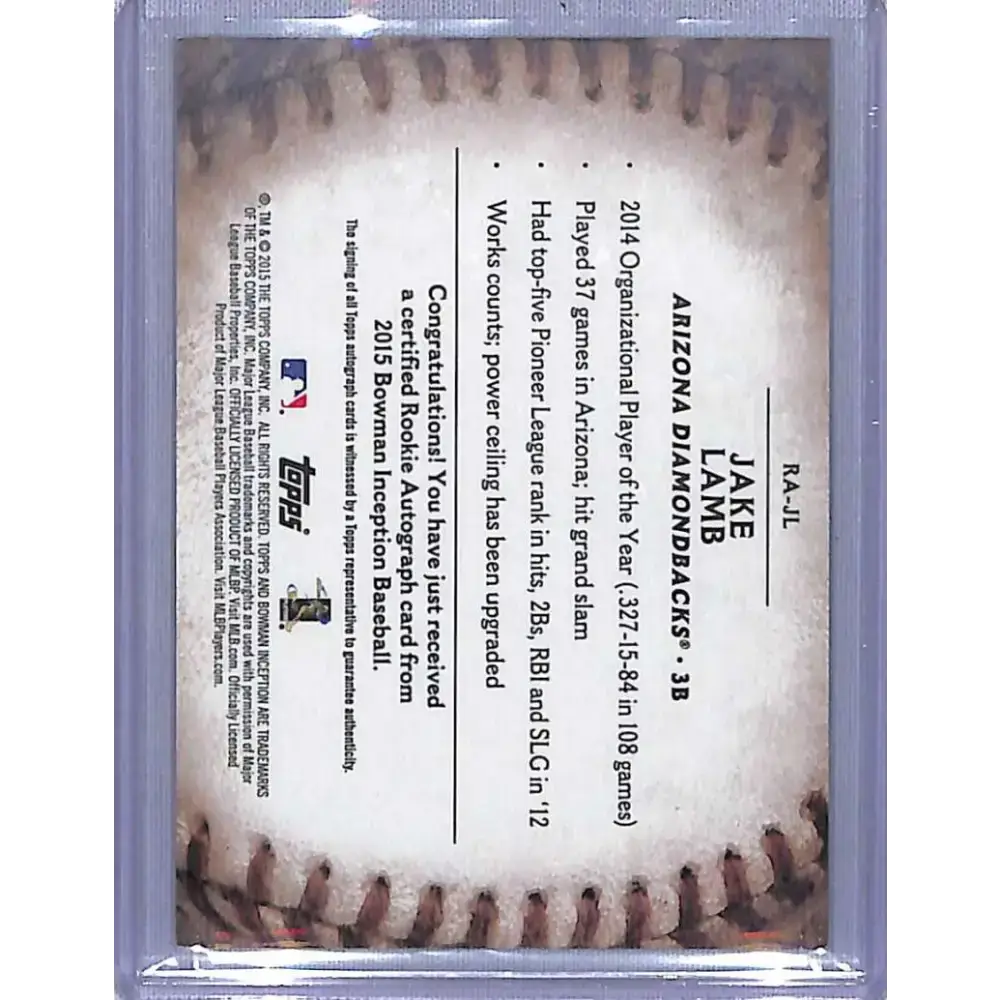 2015 Bowman Inception #RA-JL Jake Lamb Rookie Autographs NM-MT Baseball Card - Baseball Card Single