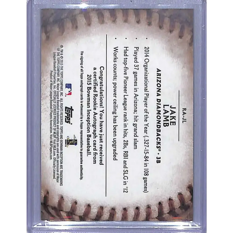 2015 Bowman Inception #RA-JL Jake Lamb Rookie Autographs NM-MT Baseball Card - Baseball Card Single