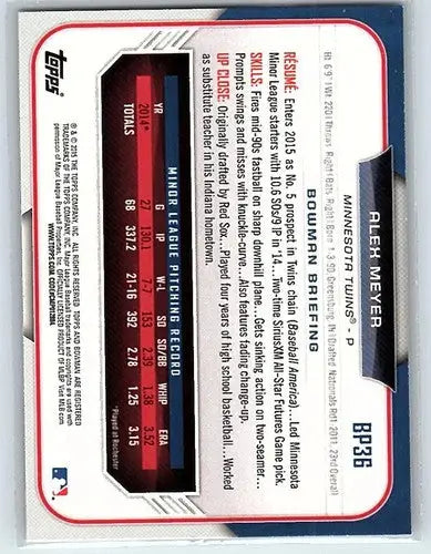 2015 Bowman Prospects #BP36 Alex Meyer NM-MT RC Rookie Twins ID:19491 - Baseball Card Single