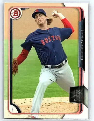 Original gloss of 2015 Bowman Prospects BP92 Henry Owens rookie Red Sox card