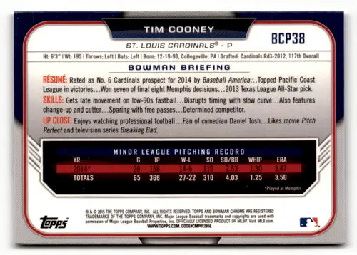 2015 Bowman Prospects Chrome #BCP38 Tim Cooney NM Near Mint RC Rookie Cardinals - Baseball Card Single