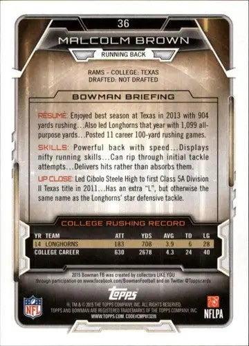 2015 Bowman Rookies #36 Malcolm Brown NM-MT RC Rookie Rams - Football Card Single