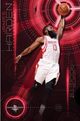 2015 James Harden NBA Basketball 24x36 Wall Poster Houston Rockets NOS - Sports Memorabilia (Jerseys balls helmets