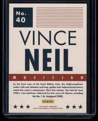 2015 Panini Americana Vince Neil #40 - Non-Sports Card Single