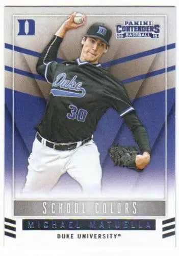 Original gloss baseball trading card from Panini Contenders School Colors series featuring Michael Matuella