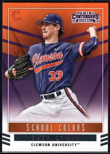 Original gloss 2015 Panini Contenders School Colors Zack Erwin Clemson sports card