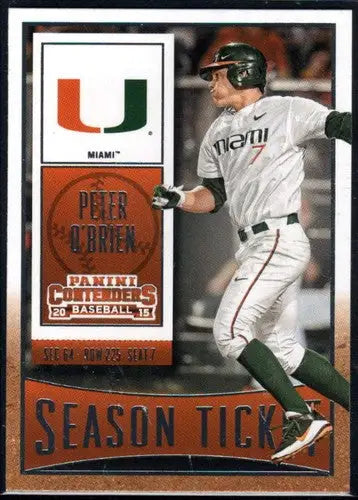 Baseball trading card from Panini Contenders Season Ticket 2015 featuring Peter O’Brien