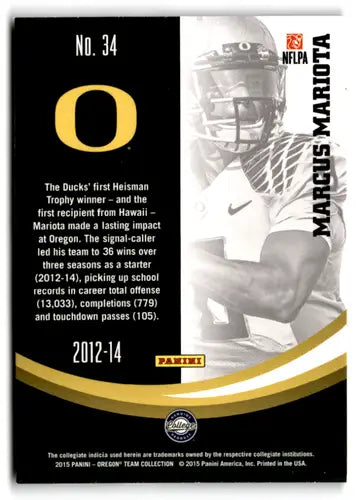 2015 Panini Oregon Ducks #34 Marcus Mariota NM-MT ID:81166 - Football Card Single