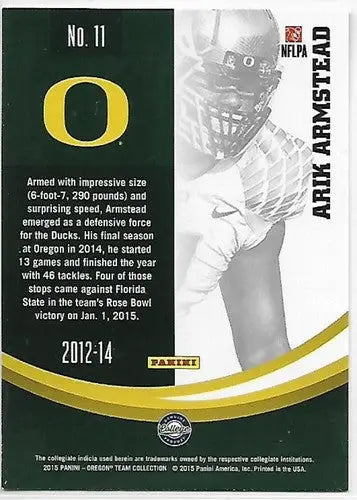 Original gloss 2015 Panini Oregon Ducks Silver Arik Armstead football card