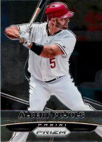 Panini Prizm Albert Pujols baseball card with original gloss, Angels batting stance