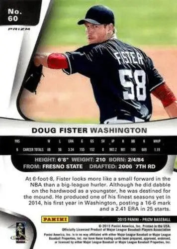Baseball card from 2015 Panini Prizm Red White and Blue Mojo Prizms featuring Doug Fister