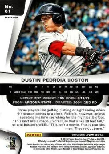 2015 Panini Prizm Red White and Blue Mojo Prizms #61 Dustin Pedroia NM- ID:20540 - Baseball Card Single