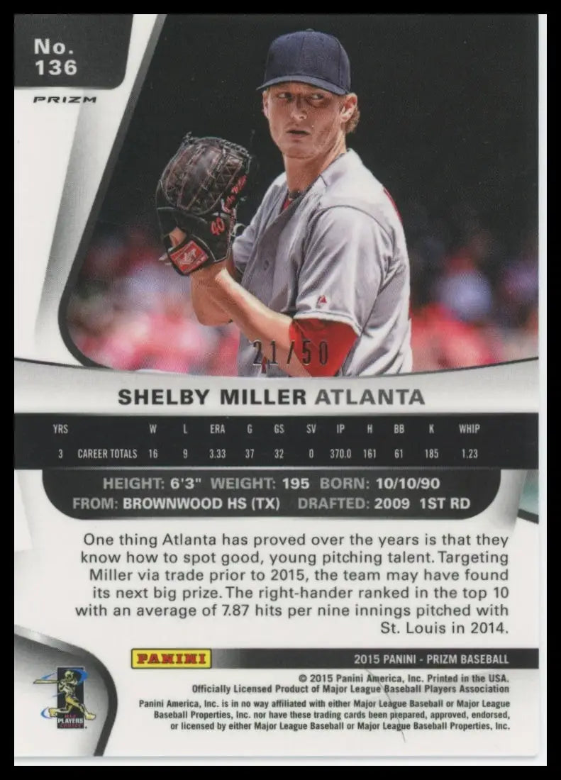 2015 Panini Prizm - Tie-Dyed Prizms Shelby Miller 136 /50 Atlanta Braves NM - Baseball Card Single