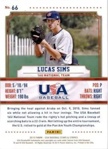 2015 Panini Stars and Stripes Lucas Sims baseball card with original gloss