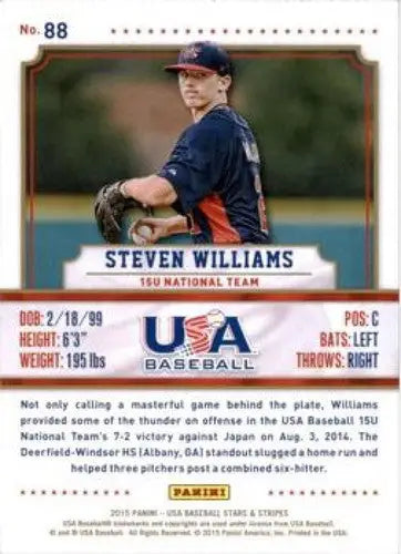 Panini Stars Steven Williams trading card with stats and original gloss detail