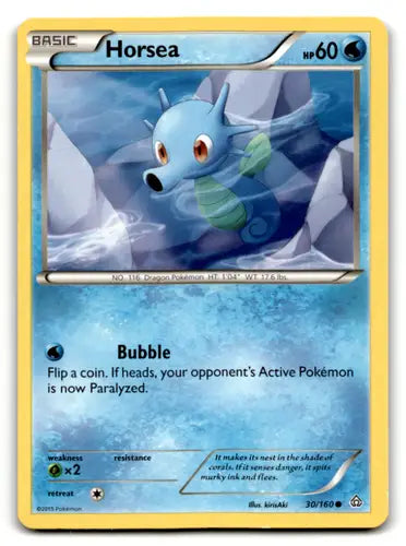 Pokemon Horsea card from Primal Clash XY with NM condition