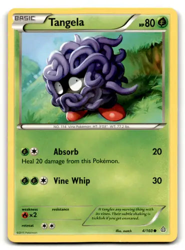 Pokemon Tangela card from Primal Clash set featuring Tangela XY Primal in 2015