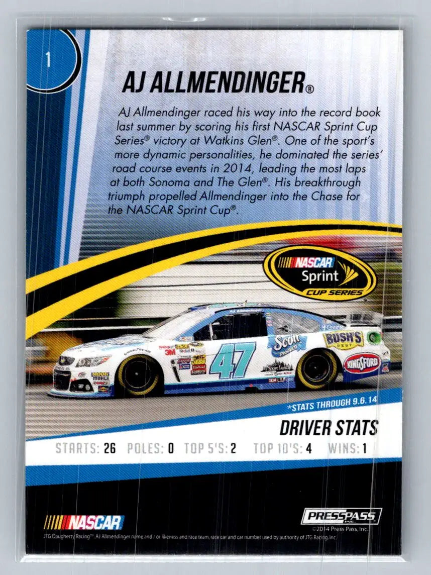 2015 Press Pass Cup Chase #1 A.J. Allmendinger JTG Daugherty Racing - Racing Card Single