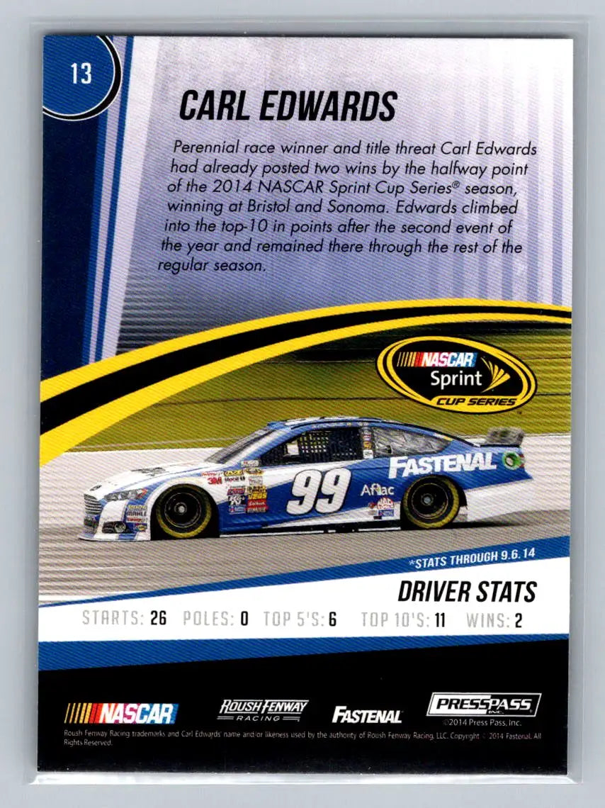 2015 Press Pass Cup Chase #13 Carl Edwards Retail Roush Fenway Racing - Racing Card Single