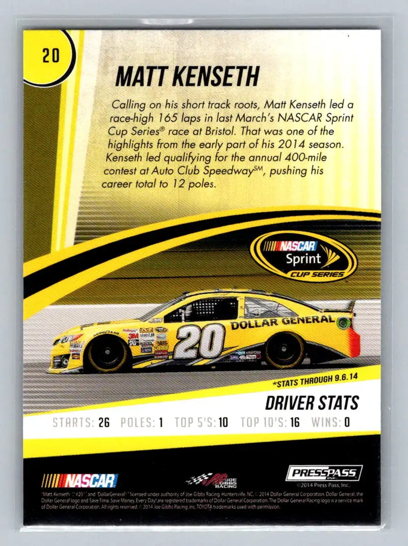 2015 Press Pass Cup Chase #20 Matt Kenseth Retail Joe Gibbs Racing - Racing Card Single