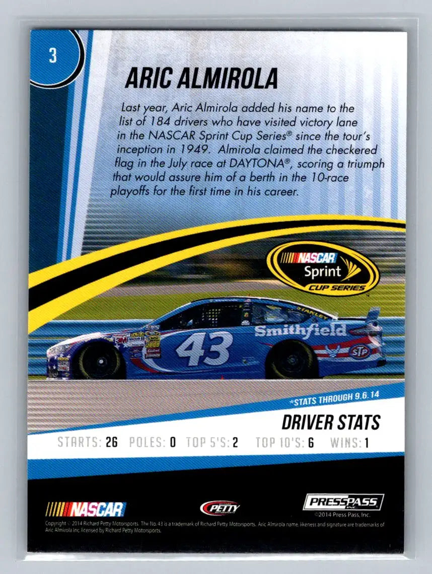 2015 Press Pass Cup Chase #3 Aric Almirola Retail Richard Petty Motorsports - Racing Card Single