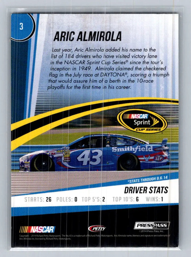 2015 Press Pass Cup Chase #3 Aric Almirola Richard Petty Motorsports - Racing Card Single