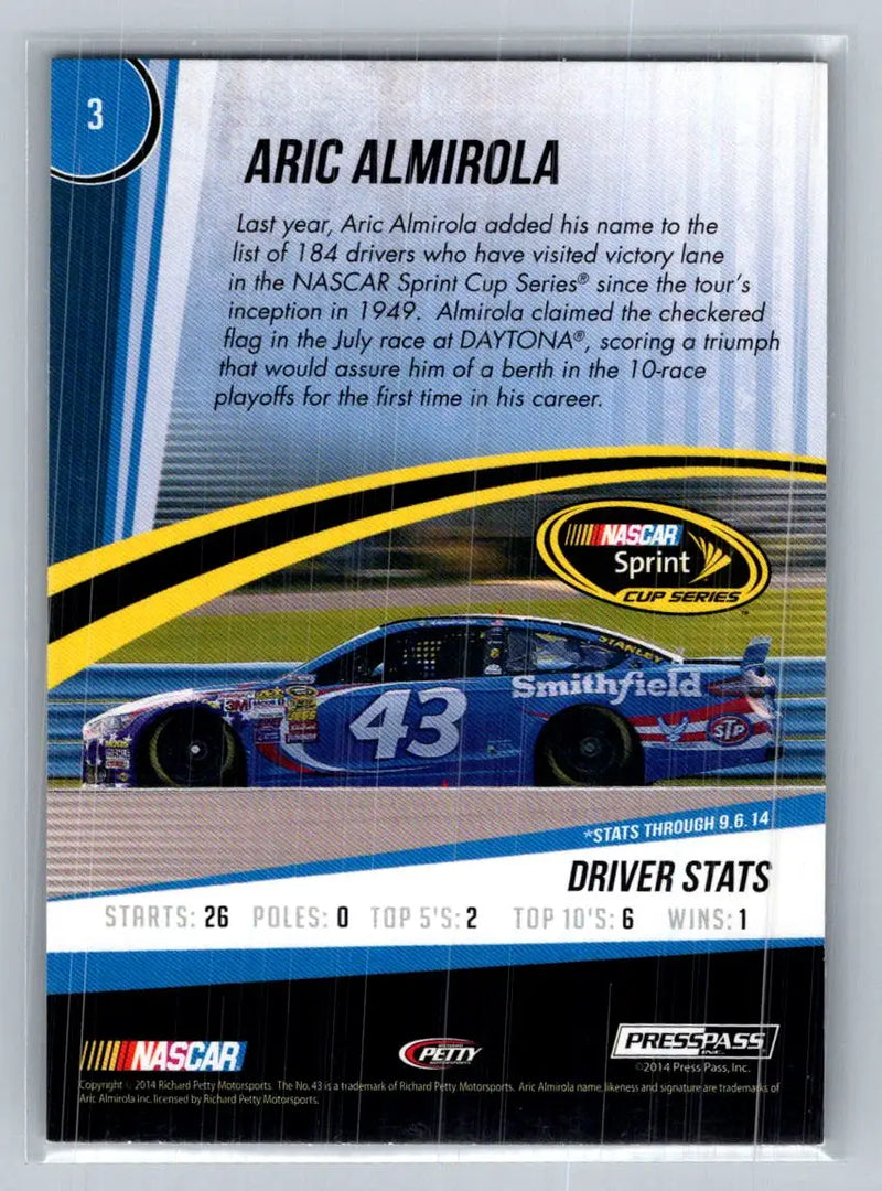 2015 Press Pass Cup Chase #3 Aric Almirola Richard Petty Motorsports - Racing Card Single