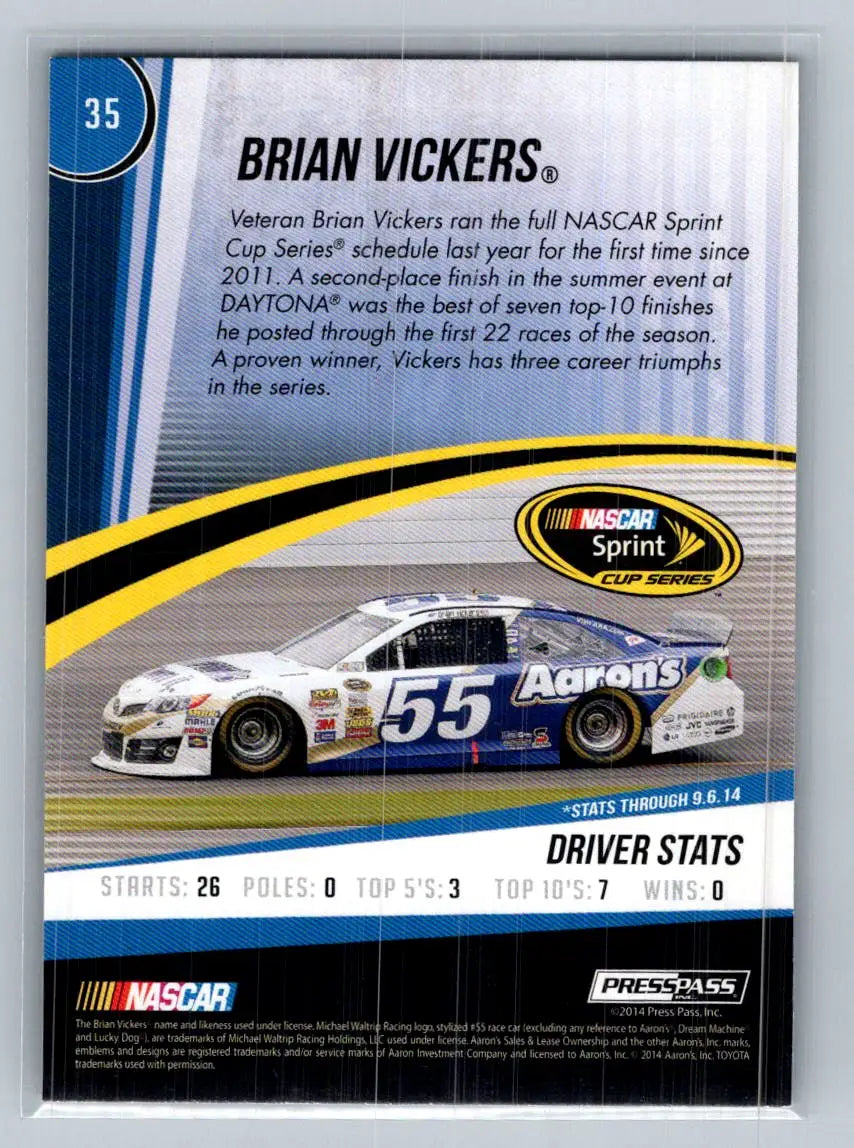 2015 Press Pass Cup Chase #35 Brian Vickers Michael Waltrip Racing - Racing Card Single