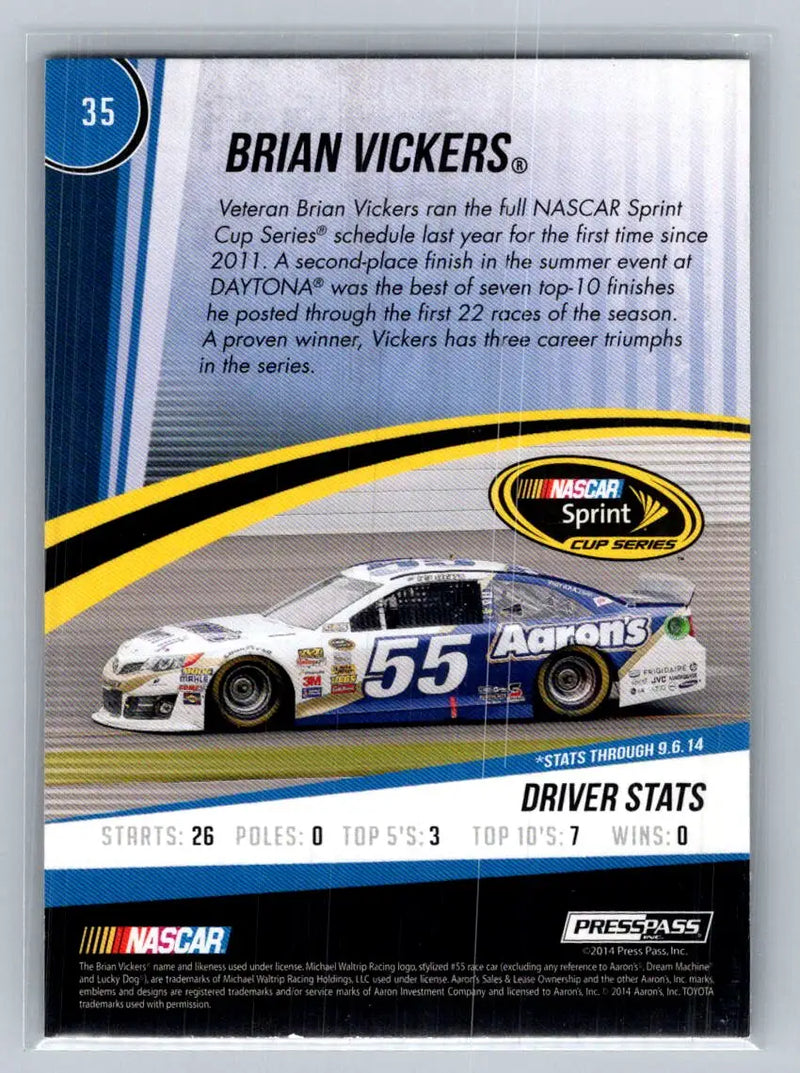 2015 Press Pass Cup Chase #35 Brian Vickers Michael Waltrip Racing - Racing Card Single