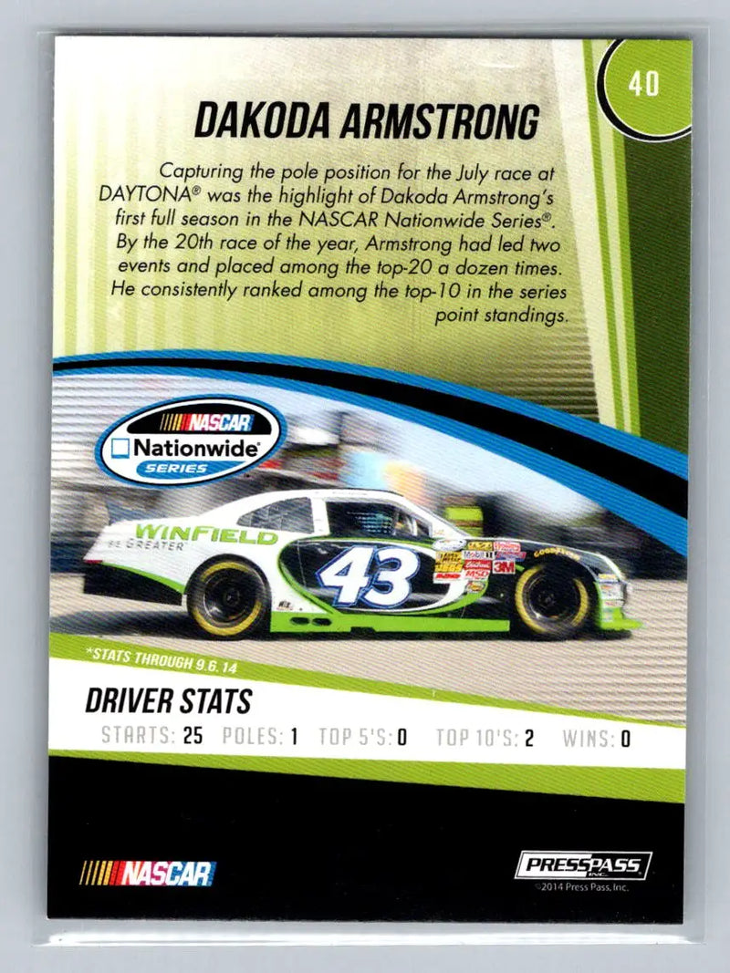 2015 Press Pass Cup Chase #40 Dakoda Armstrong Retail Richard Petty Motorsports - Racing Card Single