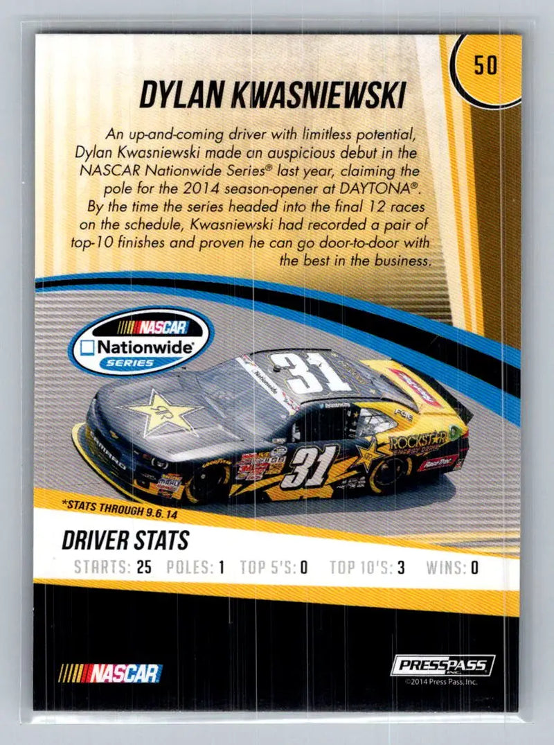 2015 Press Pass Cup Chase #50 Dylan Kwasniewski Turner Scott Motorsports - Racing Card Single