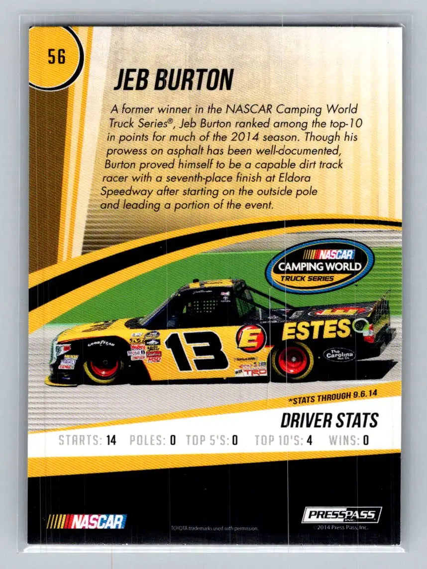 2015 Press Pass Cup Chase #56 Jeb Burton ThorSport Racing - Racing Card Single