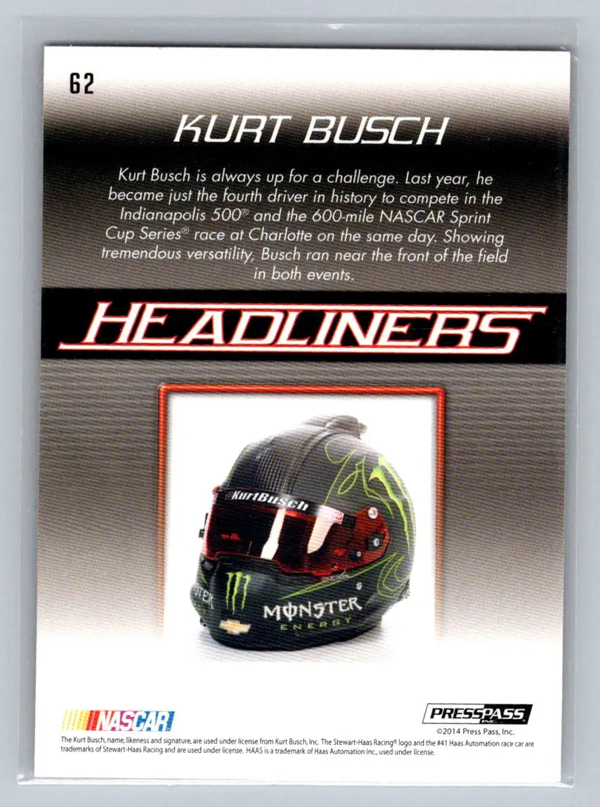 2015 Press Pass Cup Chase #62 Kurt Busch Retail Stewart-Haas Racing - Racing Card Single