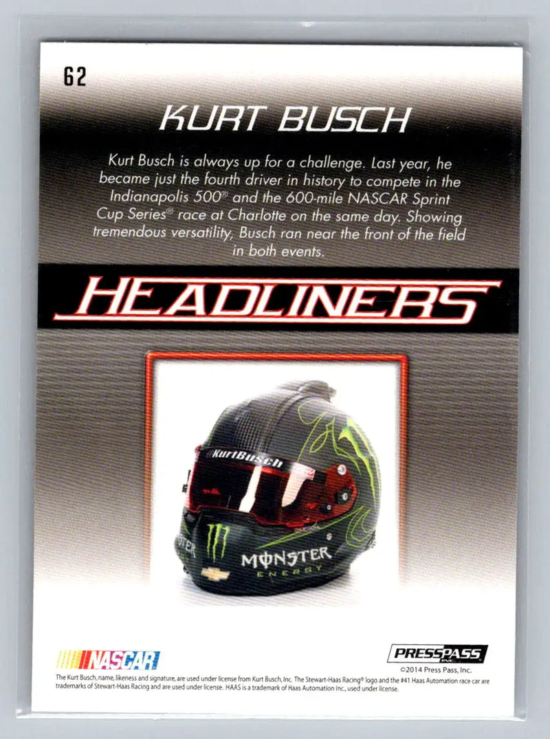 2015 Press Pass Cup Chase #62 Kurt Busch Retail Stewart-Haas Racing - Racing Card Single