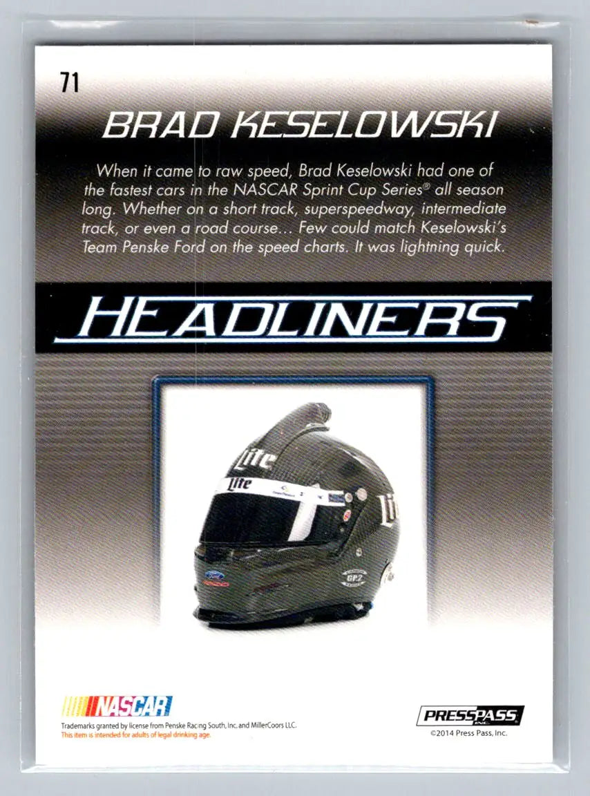 2015 Press Pass Cup Chase #71 Brad Keselowski Retail Team Penske - Racing Card Single