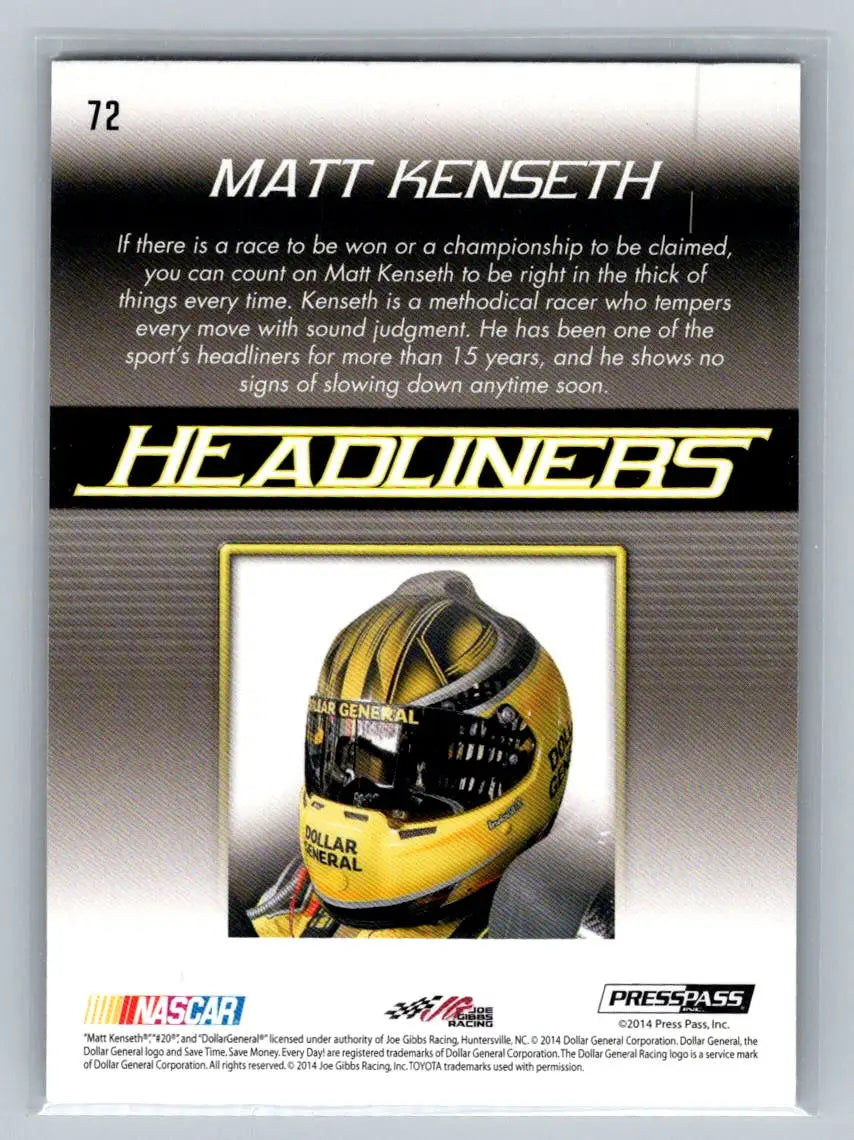 2015 Press Pass Cup Chase #72 Matt Kenseth Joe Gibbs Racing - Racing Card Single