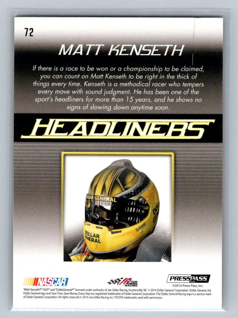 2015 Press Pass Cup Chase #72 Matt Kenseth Joe Gibbs Racing - Racing Card Single