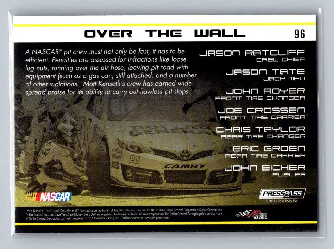 2015 Press Pass Cup Chase #96 No. 20 Dollar General Toyota Joe Gibbs Racing - Racing Card Single