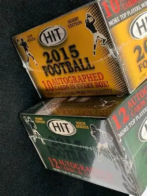 2015 Sage Hit Low & High Series Football Hobby Box Lot (2) with 22 Autographs - Football Card Box