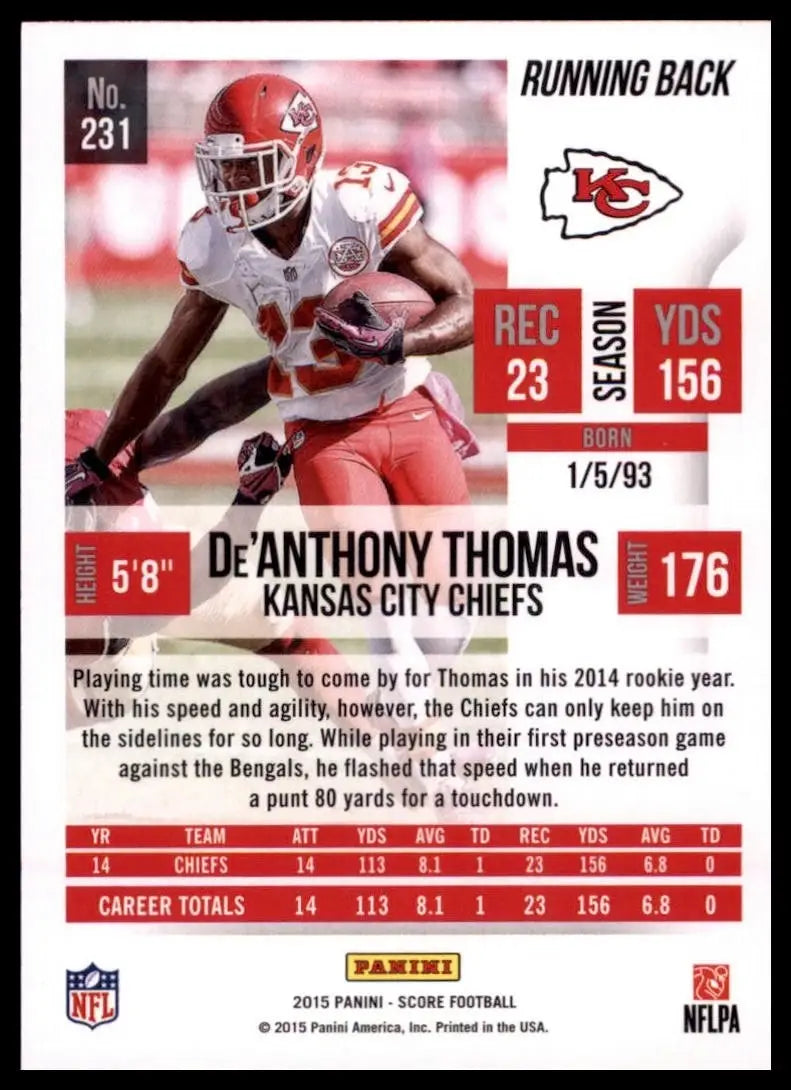 2015 Score - De’Anthony Thomas #231 - Football Card Single