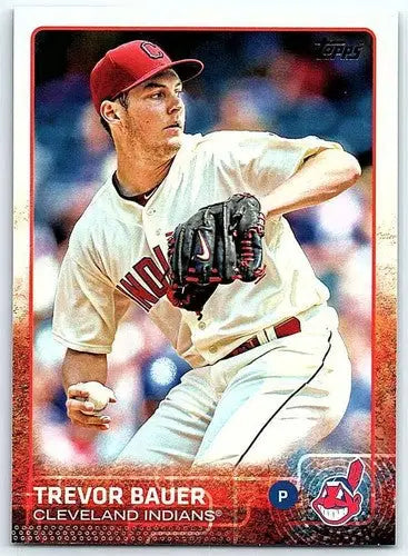 Original gloss baseball card featuring Trevor Bauer NM-MT from 2015 Topps Indians