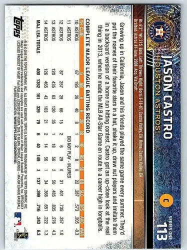 2015 Topps #113 Jason Castro NM-MT Astros - Baseball Card Single