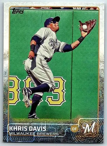 Khris Davis baseball card with original gloss from 2015 Topps #115 NM-MT Brewers