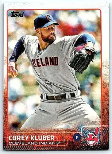 Original gloss Corey Kluber baseball card 2015 Topps NM-MT Indians ID 25412