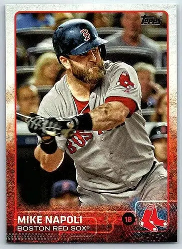 Original gloss baseball trading card featuring Mike Napoli of the Boston Red Sox 2015 Topps