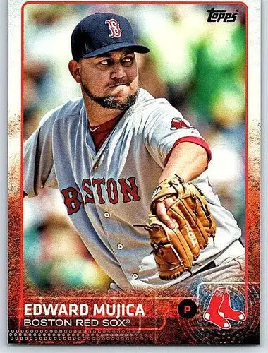 Edward Mujica Red Sox baseball card with original gloss from 2015 Topps #131