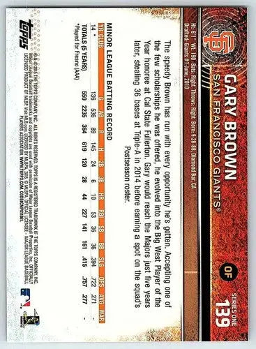 2015 Topps #139 Gary Brown NM-MT RC Rookie Giants ID:20331 - Baseball Card Single